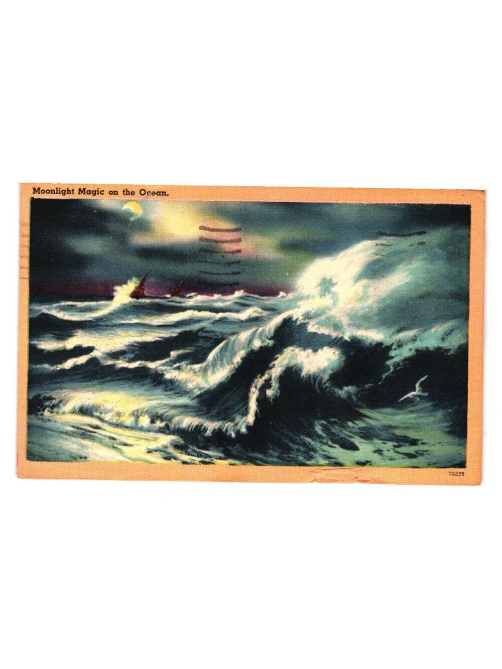 Moonlight Magic On Ocean Vintage Postcard Ocean City 1957 Postmarked Coastal
